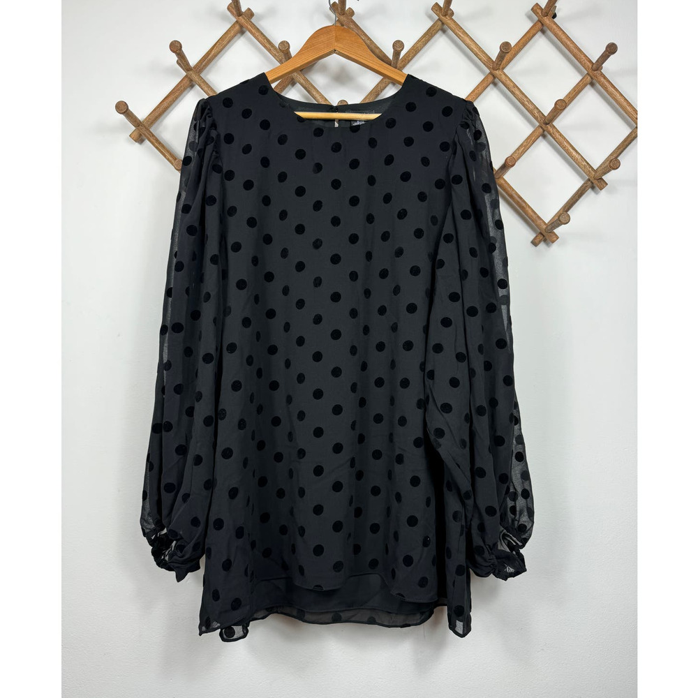 City Chic Zoe Top in Black Polka Dots Size XL/22 - Picture 4 of 8